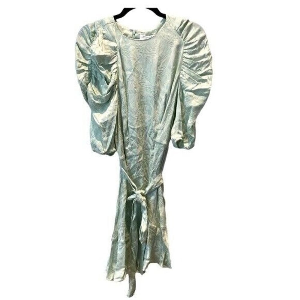 NWT & Other Stories Belted Puff Sleeve Mini Dress Green size 12
